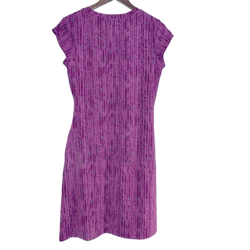Athleta Faux Wrap Dress Medium Purple Ruched Stretch Jersey Athleisure Travel - Picture 5 of 6
